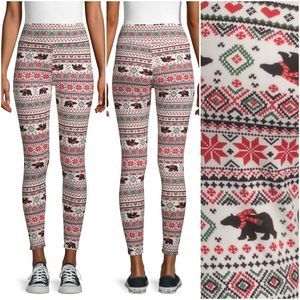 NEW No Boundaries Fleece Lined Bear Leggings Juniors XL 15 17 WINTER HOLIDAY